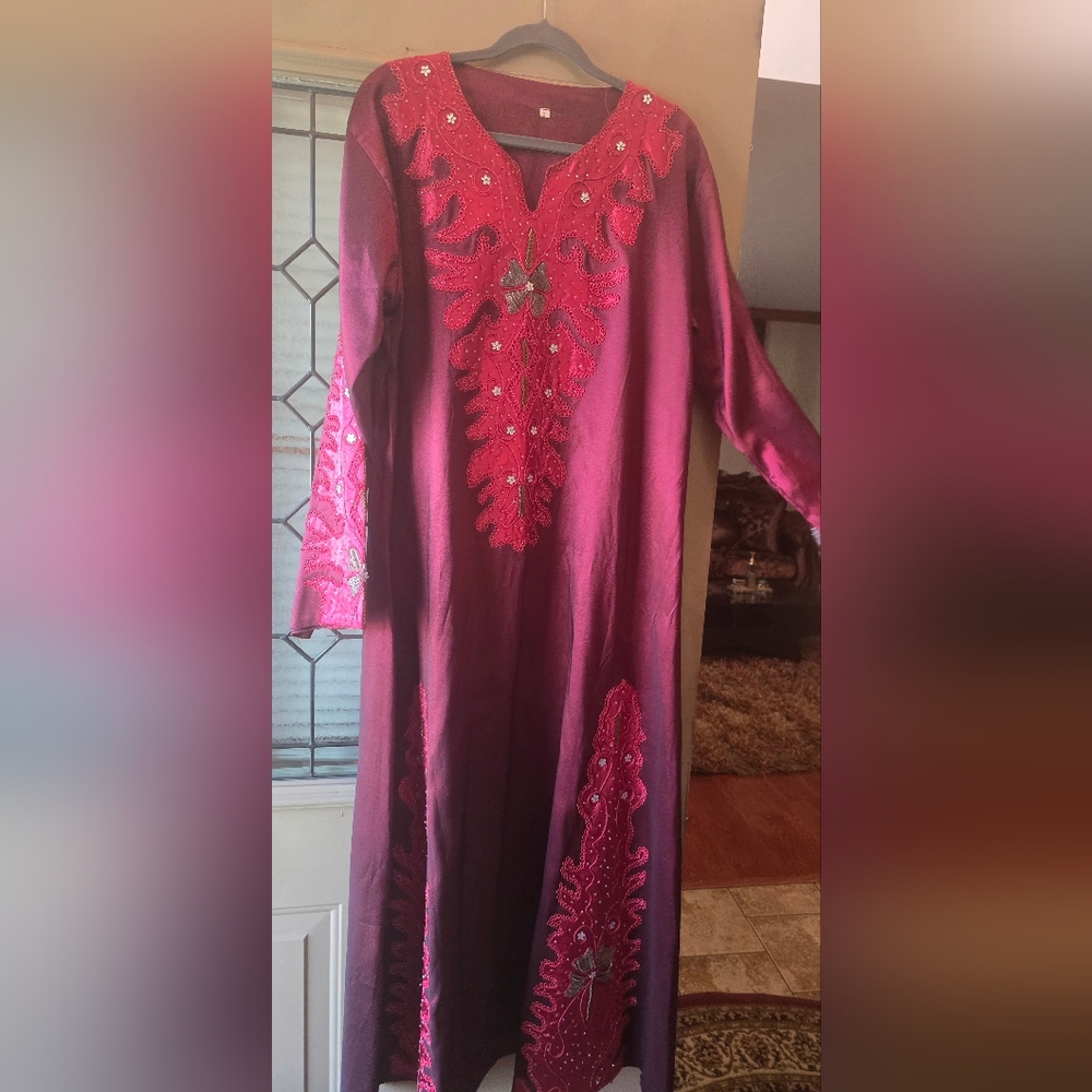 Elegant Maroon Embroidered Dress